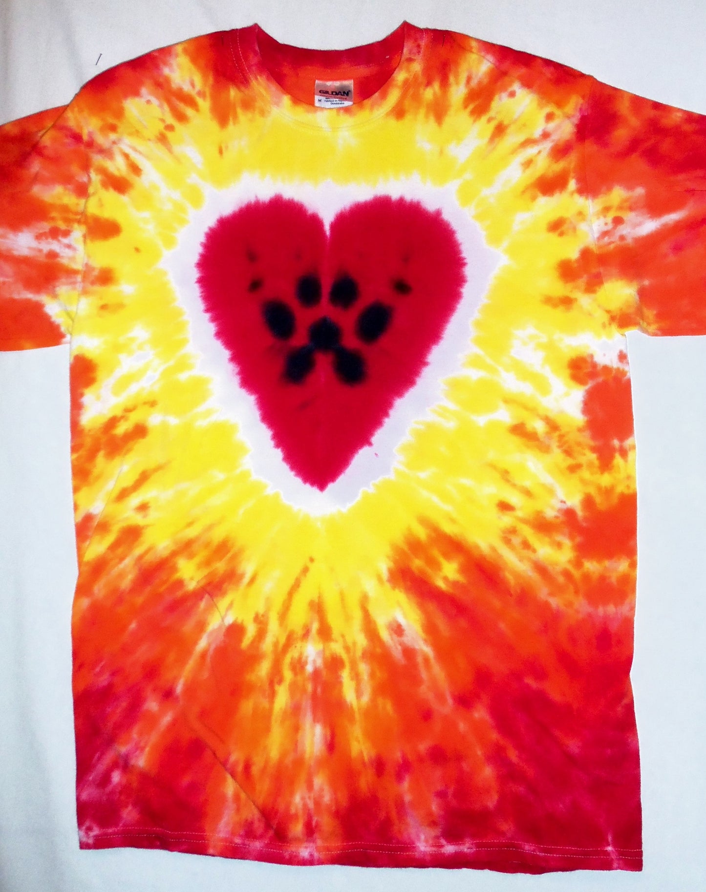 Paw in heart-flame