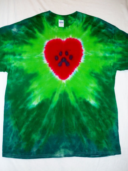 Paw in heart-greens